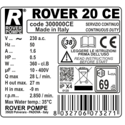 ELETTROPOMPA ROVER 20 CE