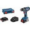 Bosch Professional 18V System Trapano-Avvitatore a Batteria Gsr 18-2-Li (Incl. 2 Batt. 2,0 Ah, Caricabatt. Gal 18V-20, L-Case)